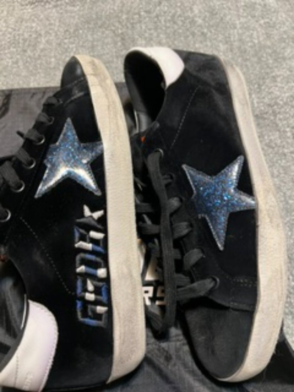 NWOT Authentic Golden Goose Black Velvet/Leather Superstar Sneakers Size 37